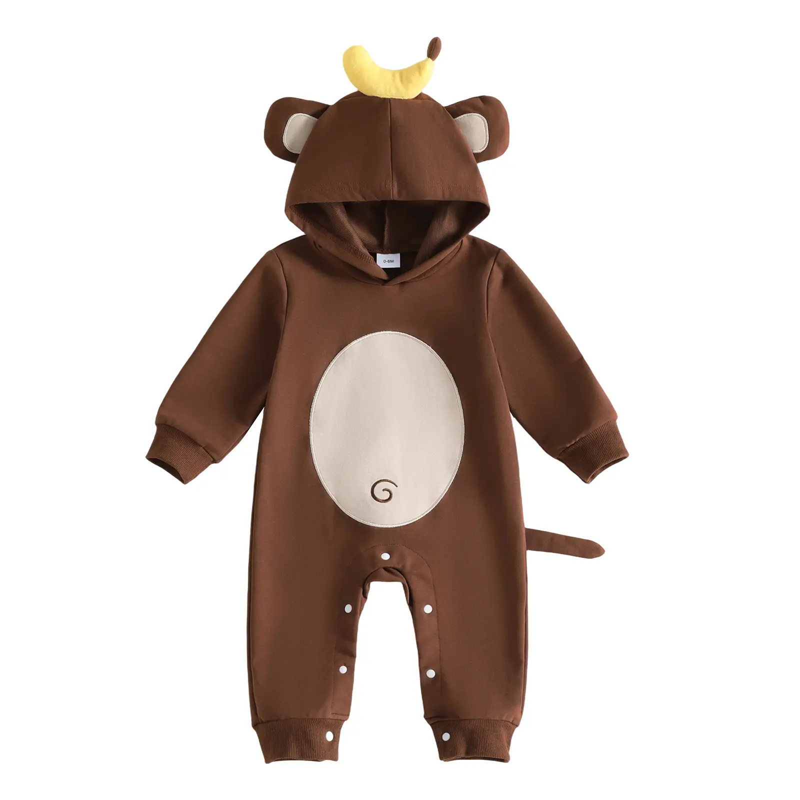 Infant Baby Boy Girl Animal Romper Cute Monkey Costume Long Sleeve Hooded Jumpsuit 0-24 Months
