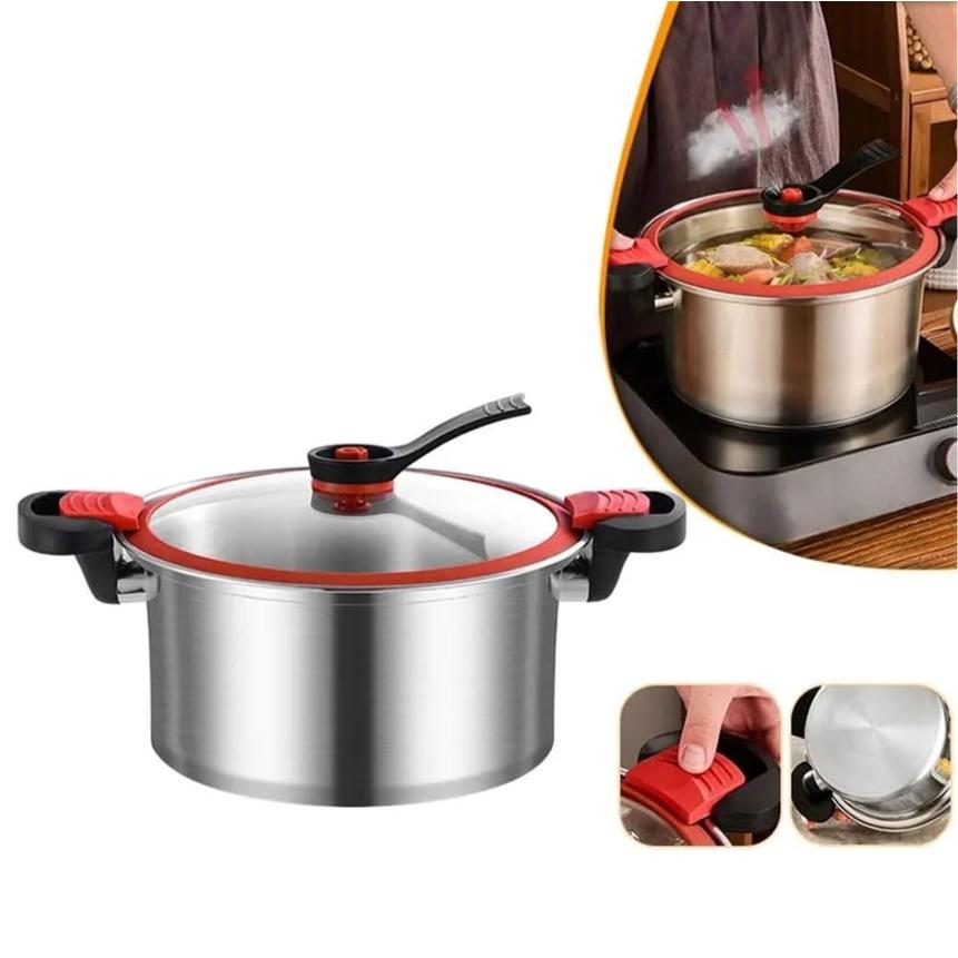Stainless Steel Pressure Cooker, 1 Count Multifunctional Home Stew Pot, Large Capacity Kitchen Pressure Cooker, Ideal for Everyday Home Cooking
