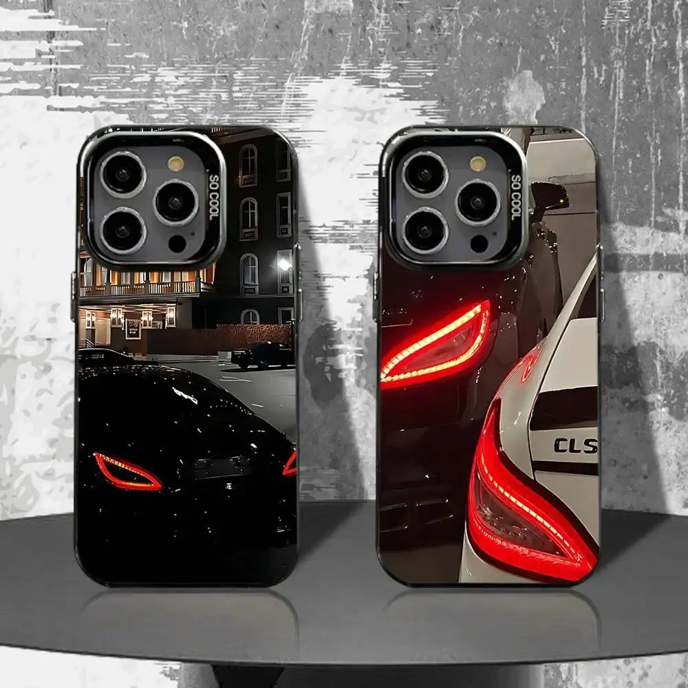CLS 63 Car Headlights Phone Case Black Matte Shockproof Cover Designed for iPhone 11-17 Pro Max/Plus & Samsung Galaxy S23-S25