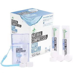 Compressed Towels Toilet Paper Tablets - Portable Compact Disposable  Towel Wipes - Mini  Washcloth Tissues For Travel Camping Or Hiking +  Water Tissue Dispenser (Daily Use 100)