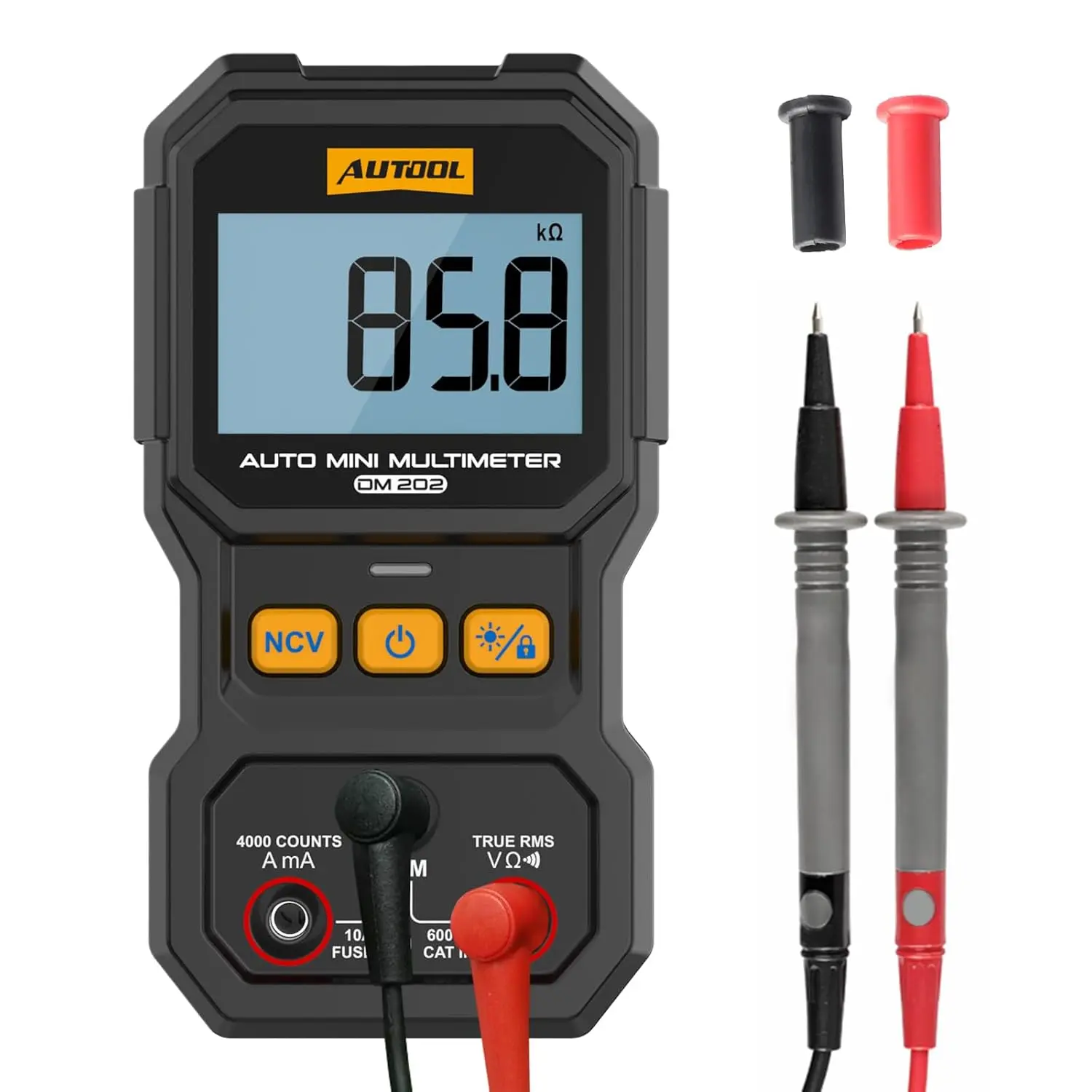 DM202 Mini Digital Multimeter, Auto-Ranging 4000 Counts True RMS NCV Non-Contact  Tester, 600V  Voltmeter with Backlight, Automotive Electrical Diagnostic Tool
