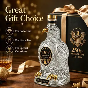 250th Us Anniversary Eagle Shaped Crystal Bottle, Unique Home Bar Decor, Perfect Gift for Collectors, Elegant Crystal Design