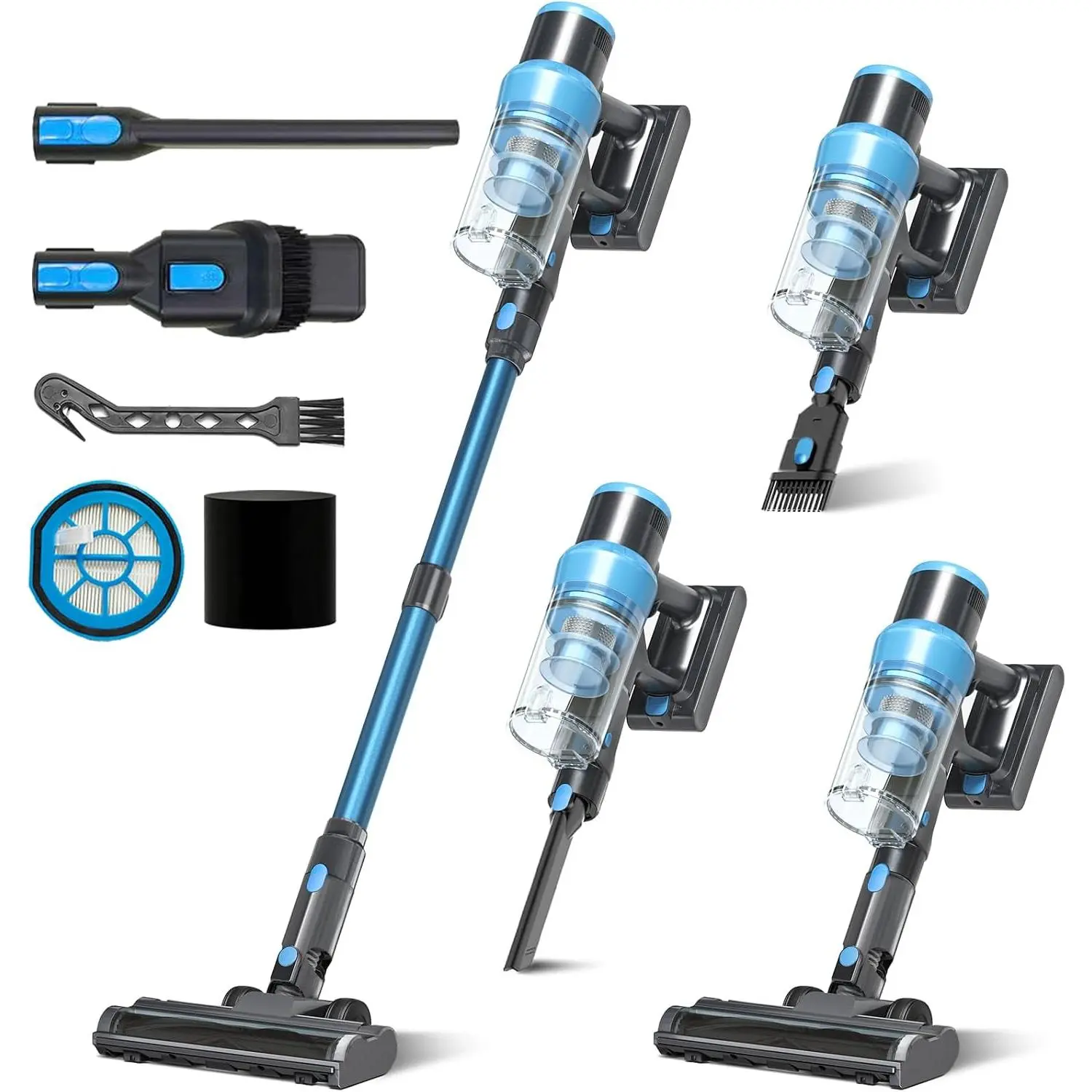 Cordless Stick Vacuum Cleaner: 45kPa  Suction & 60Min Runtime | Self-Standing, Green Light & Anti- Brush, Rechargeable Lightweight Vacuum for    Carpets and Hard Floors