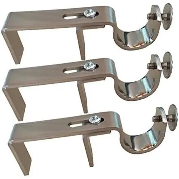 NONO Bracket – No Rod Bracket for Vertical Blinds, Outside Mounted Blinds Clip On Set of 3 (Nickel), No Drilling Required, Renter Friendly, Fits Rectangular Headrails
