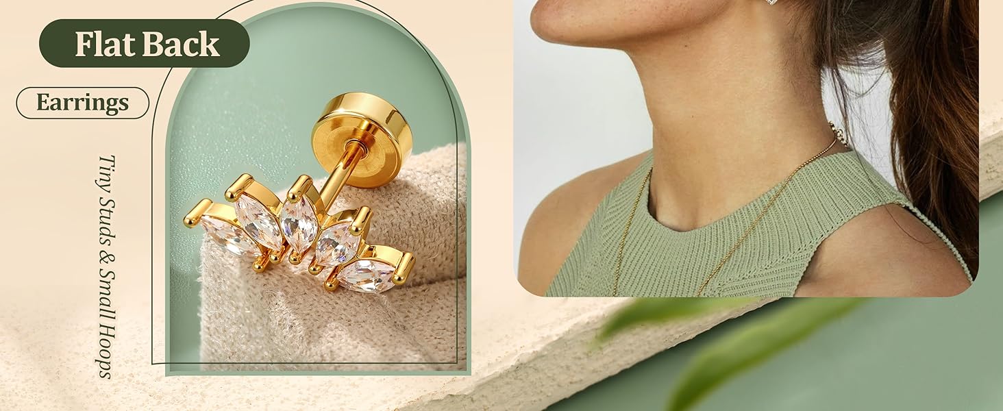 LOLIAS Hypoallergenic Flat Back Earrings for Women Cartilage Earrings Stacks-20G Surgical Stainless Steel Flatback Stud Hoop Earring Set Daith Conch Tragus Helix Piercing Jewelry LOLIAS Hypoallergenic Flat Back Earrings for Women Cartilage Earrings Stacks-20G Surgical Stainless Steel Flatback Stud Hoop Earring Set Daith Conch Tragus Helix Piercing Jewelry