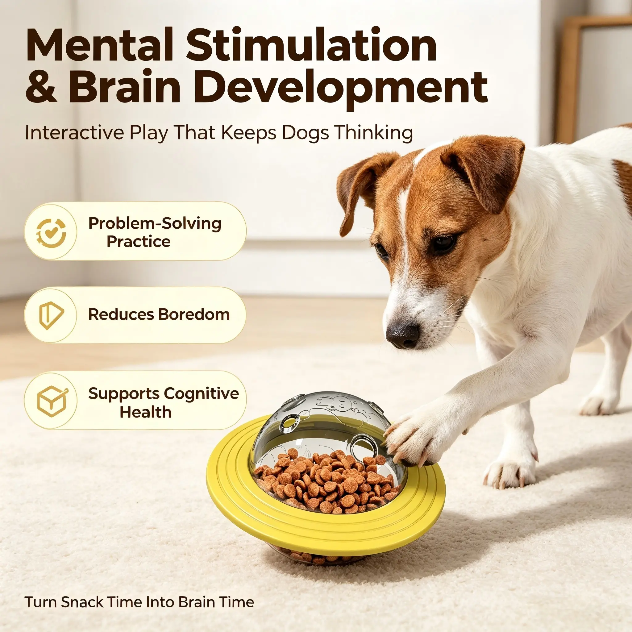 Interactive Slow Feeder Dog Toy, Mental Stimulation Puzzle for Small Medium Large Dogs, Durable Design for Daily Playtime