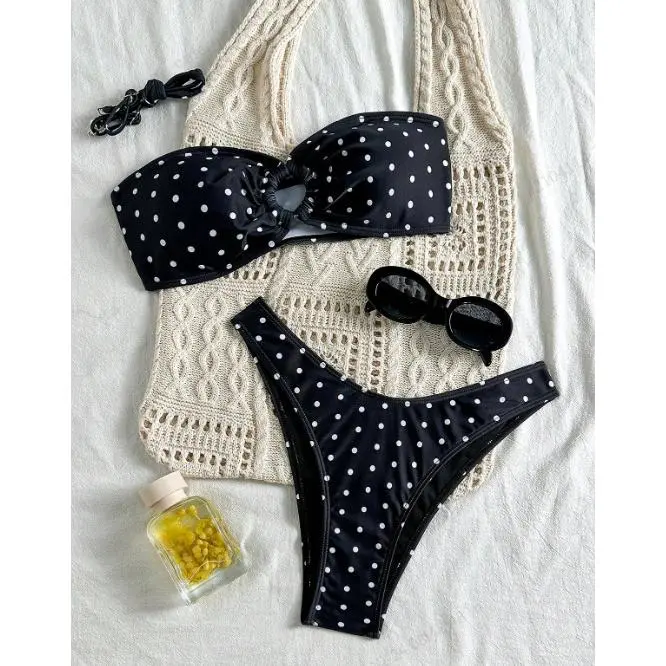 Women's Printed Bandeau Two-Piece Bikini Set for Summer Beachwear