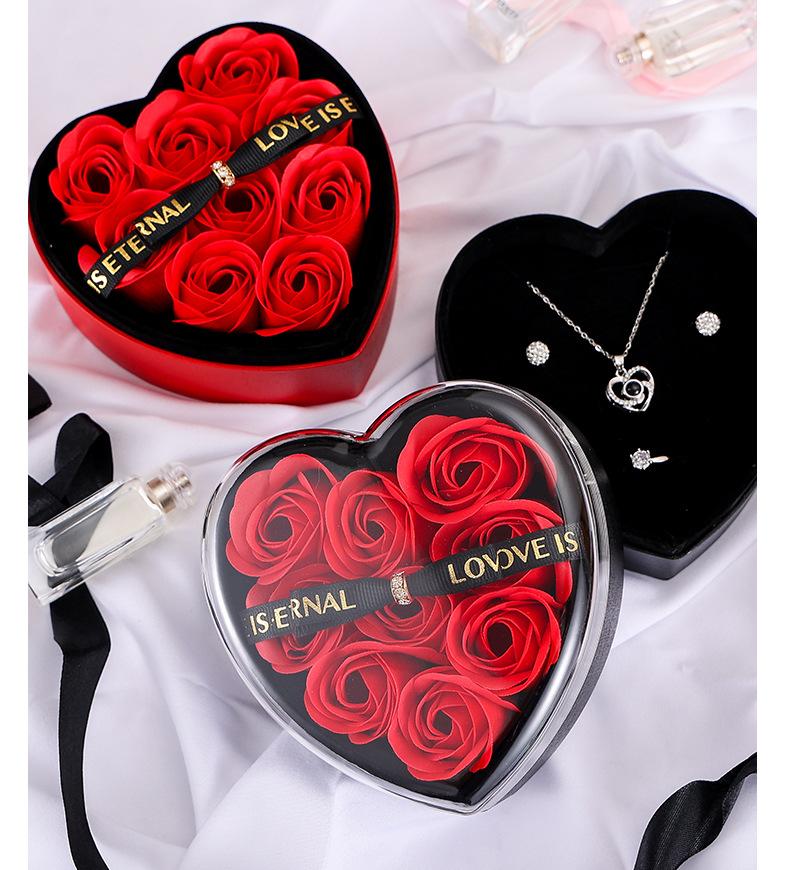 Heart-Shaped Rose Gift Box for Necklace Ring Earrings Jewelry, Preserved Flower Storage Case, Romantic Valentine's Day Gift Box for Girlfriend Birthday Anniversary teen girl  mini gifts Mother's Day love gifts