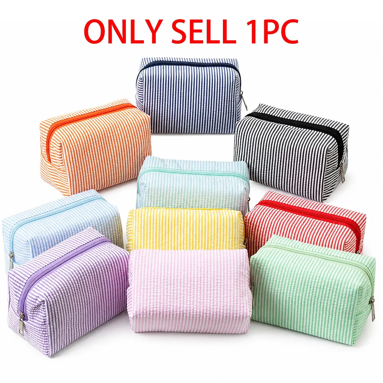 Large Striped Makeup Bag, Cute Vintage French Travel Wash Bag, Unisex Cosmetic Organizer for Essentials, Lovely Gift for Valentine's Day