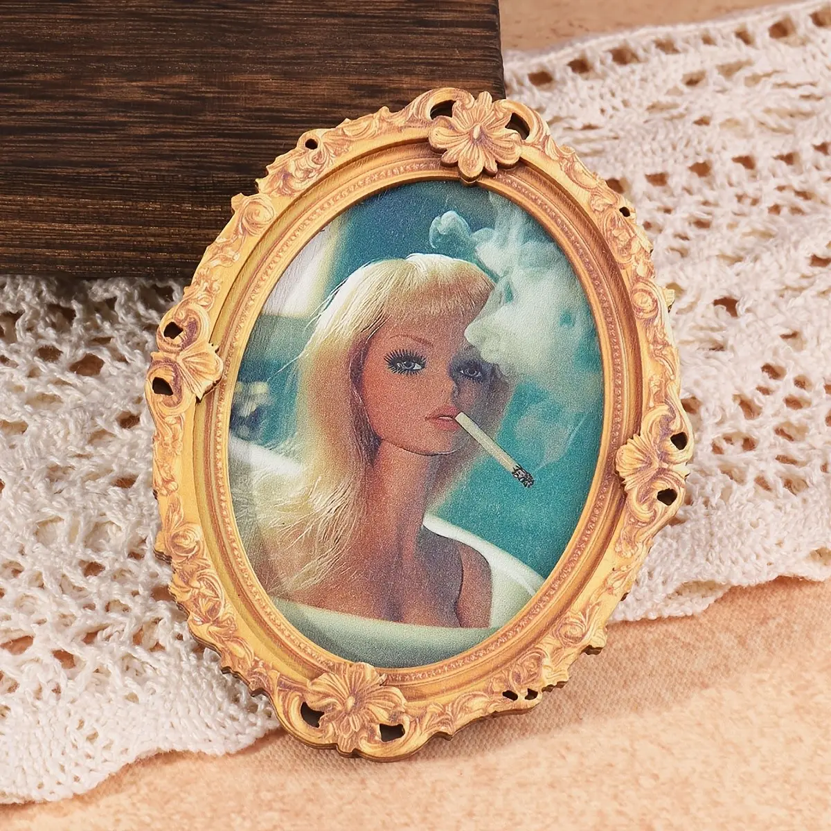 Vintage Smoking Woman Refrigerator Magnet, Oval Mini Frame Design, Fun Home Decor, Perfect Holiday Gift, Unique Kitchen Accessory
