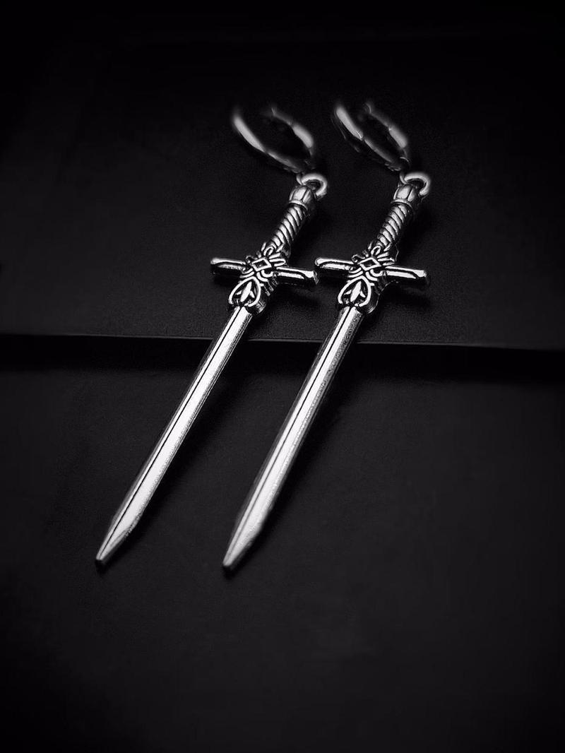 Unisex Gothic Style Sword Design Earrings, Stainless Steel Dangle Earrings, Punk Fashion Jewelry for Party, Daily Decor, Trendy All-match & Exquisite Jewelry for Birthday Gift, High Quality Earrings