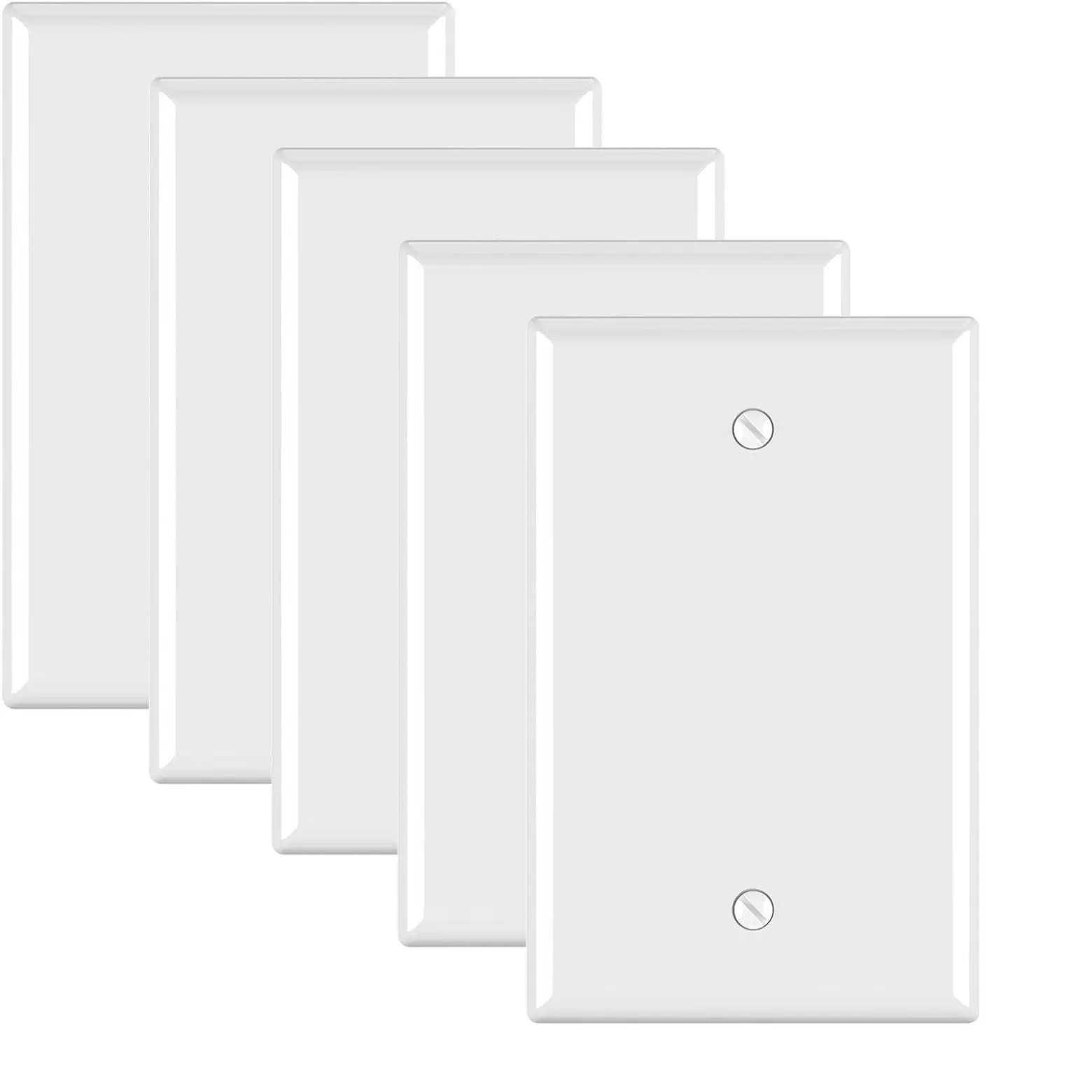 5PCS Blank Cover Wall Plate, Gloss Finish Wall Plate Cover, Receptacle Cover Blank Wall Plate with Mounting Screws, Polycarbonate Thermoplastic Blank Outlet Covers