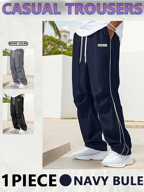 Men‘s Loose Sports Pants Men Trousers Grey Side Stripeswith Gold Accent Stripe Comfortable DesignAthleisure Style Bottoms Athletic Bottoms Gymwear streetwear fall outfits outfits men gym athletic clothes