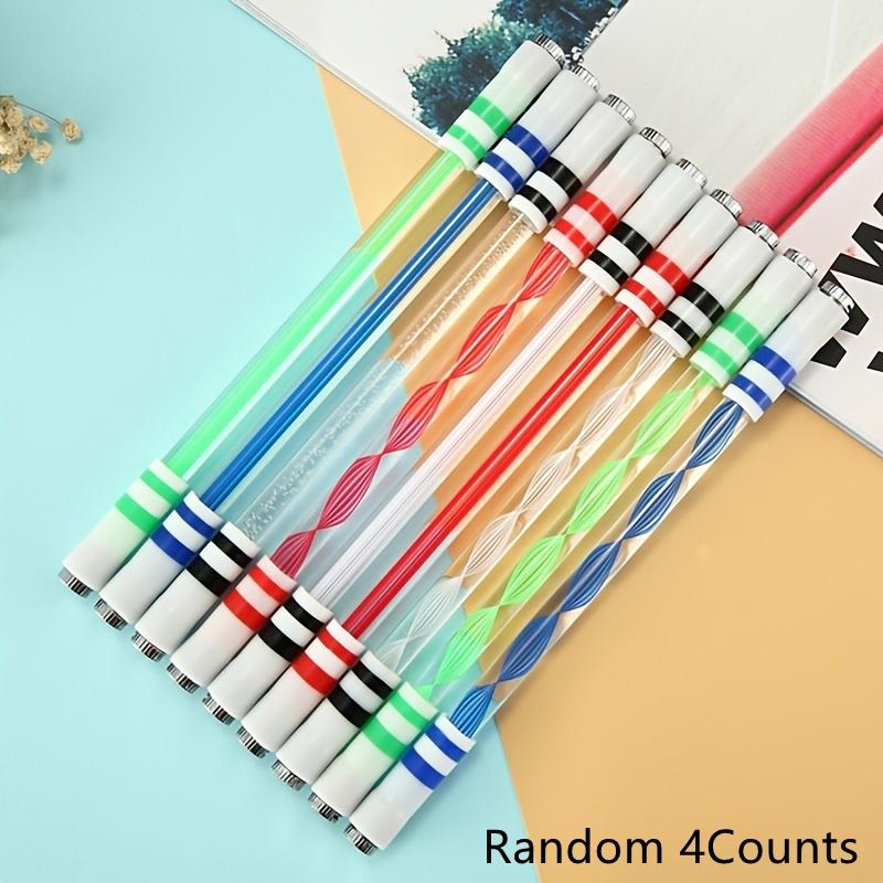 Creative 0.5mm Spinning Pen, 4pcs Stress Relief Rotating Gel Pen, Stylish Dual Use Gel Pen, Smooth Writing Pen for Student, Stationery Supplies, Valentine's Day Gift