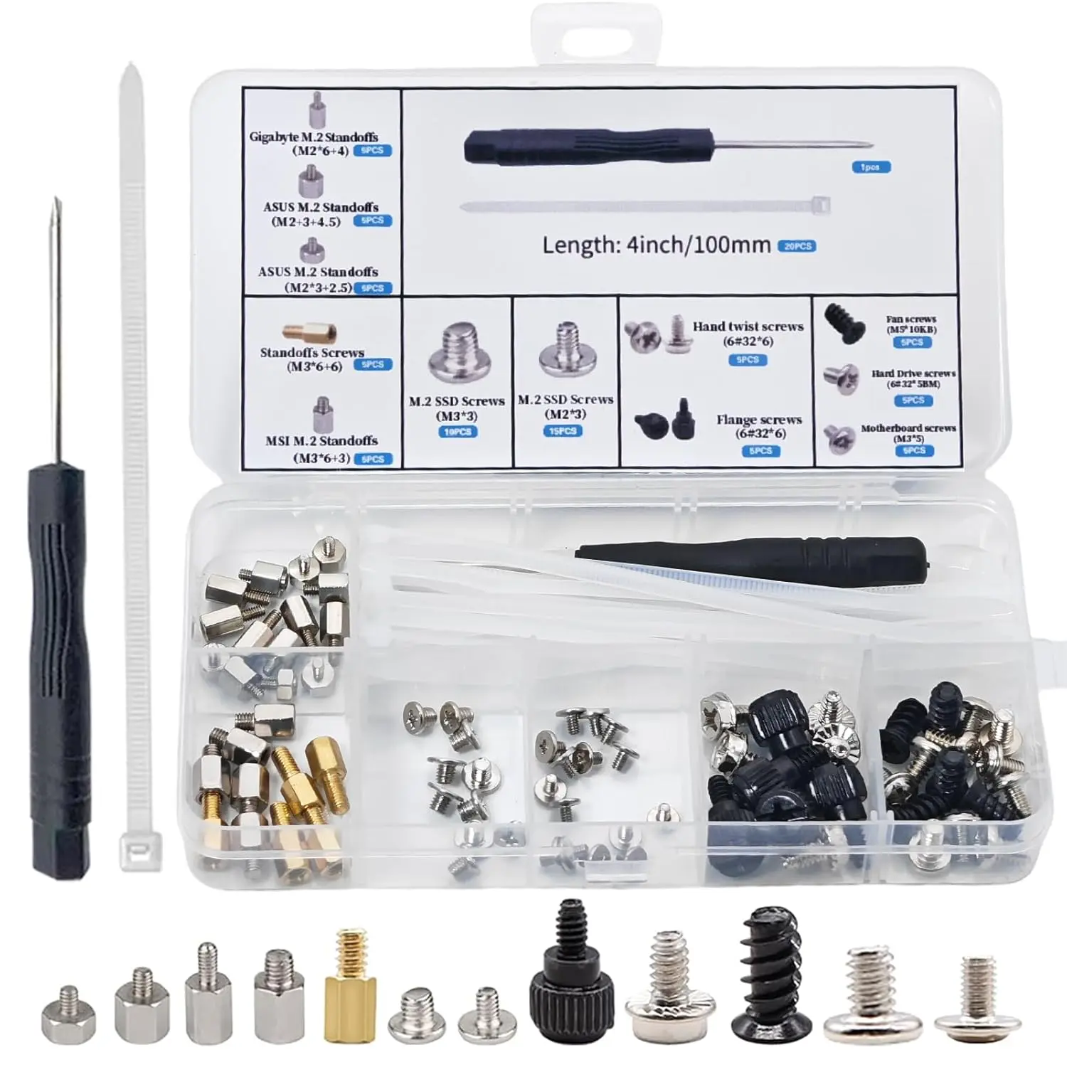 M.2 Screws, Motherboard Screw for  Gigabyte  MSI Motherboards,  Screws for HDD, SSD, Fan, Power , PC Case - PC Screws, M.2 Standoff and Screw