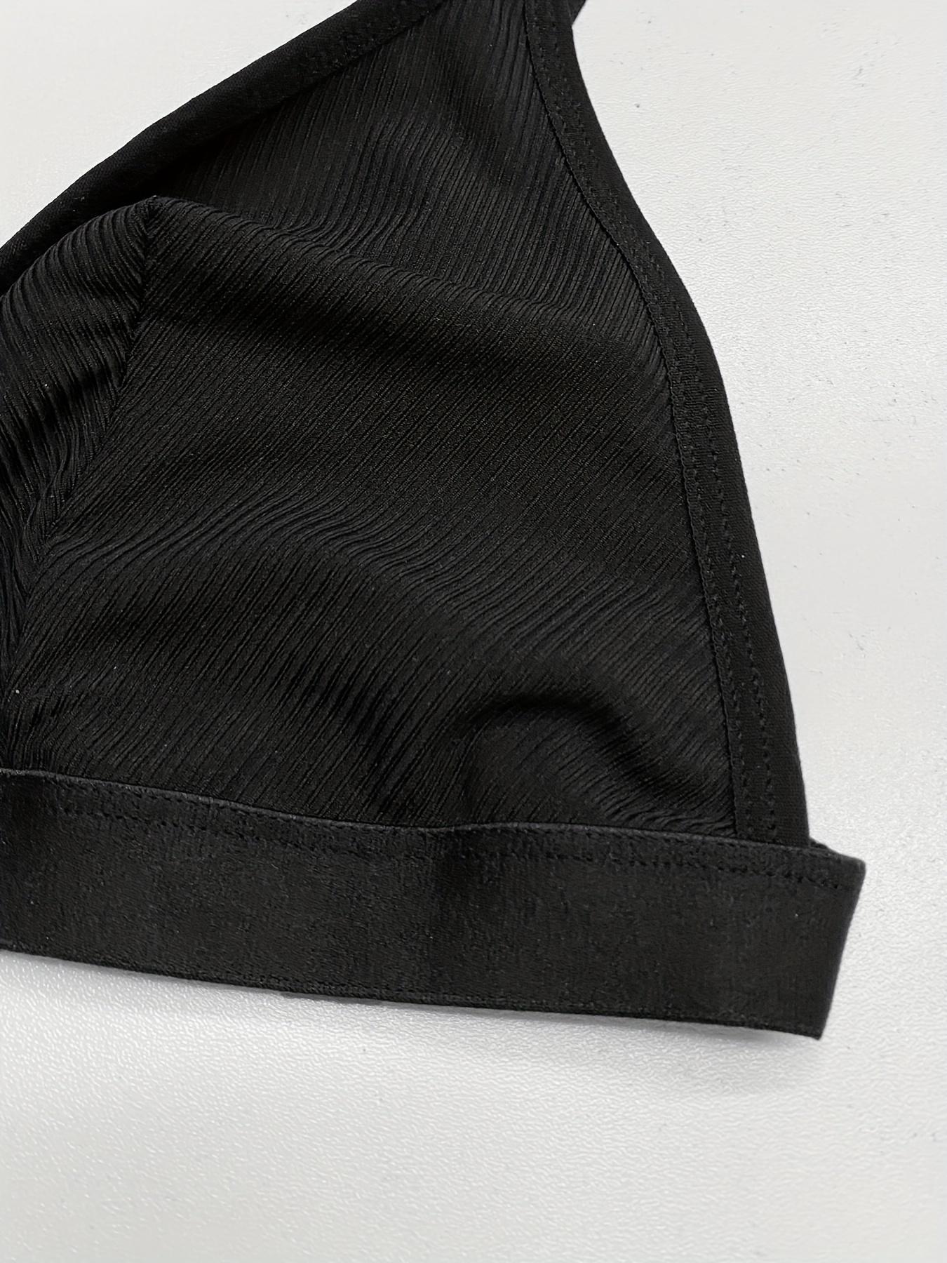 Women's Solid Color Buckle Front Ruched Bra Lingerie Top, Casual Comfortable Breathable for Daily Wear, Women's Lingerie for All Seasons