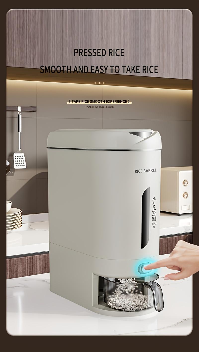 1 Pc Large Capacity Automatic Rice Dispenser, Food Grade Plastic Moisture-Proof Insect-Proof Sealed Tank, One‑Key Quantitative Rice Output, Home Kitchen Countertop Grain Storage