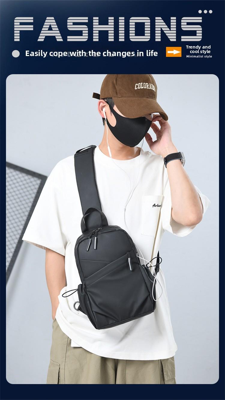 2026 trendy black leather shoulder bag, urban men's bag, suitable for short trips