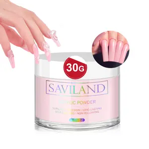 SAVILAND Pink Acrylic Powder 30g Acrylic Nail Powder for Acrylic Nails Extension Nail Acrylic Powder for 3D Nail Art Nail Decoration Without UV Lamp
