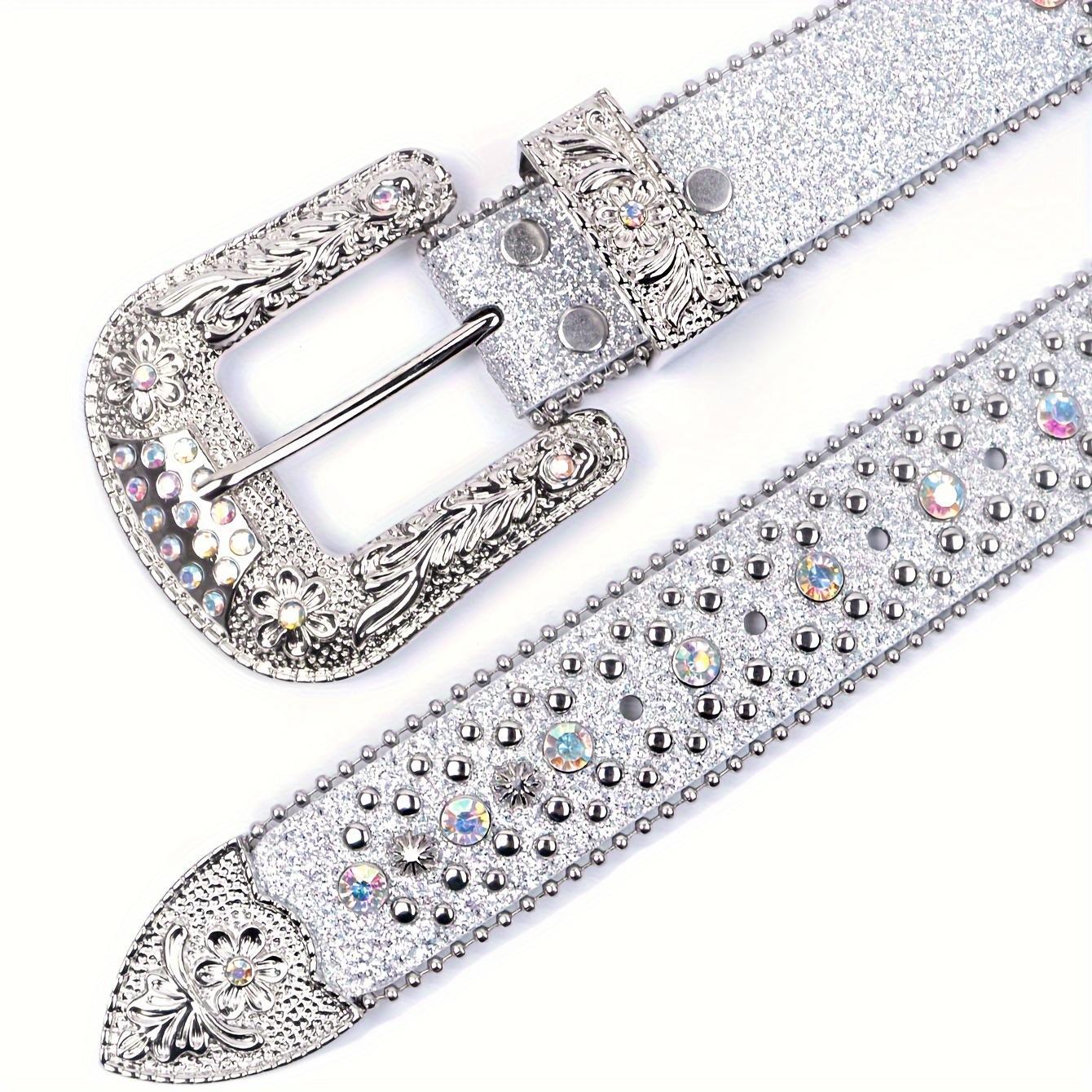 Rhinestone Belt Western Cowboy Cowgirl Shiny Crystal Diamond Embellished Luxury Belt