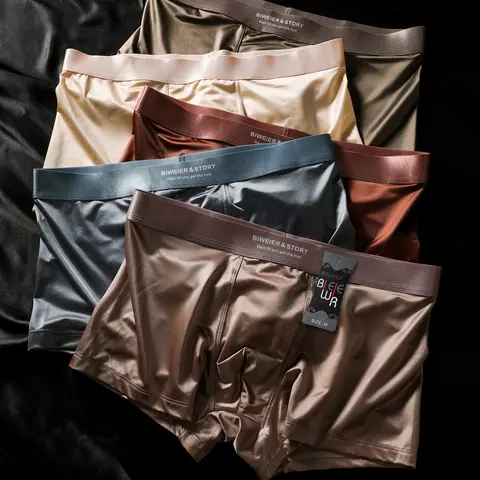 【Black Friday】Men's 5-Pack Satin Boxer Briefs, Soft Breathable Underwear for Comfortable Year-Round Wear & Home and Travel Wear