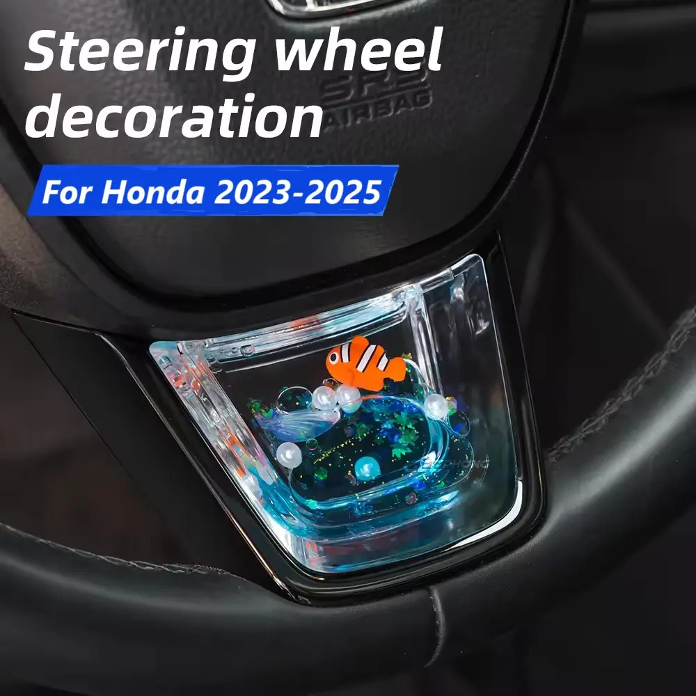 1pcs for Honda Car Steering Wheel Dynamic Glitter Decor, for Accord 11, Civic 2022, Cr-V, Hr-V, Integra 2022, Stylish Dashboard Accessory