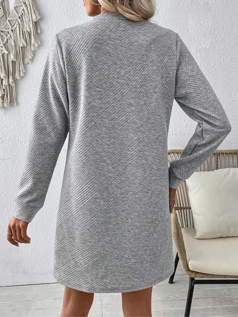 Women's Casual Elegant Long Sleeve Dress, Spring & Fall Season, Christmas Style, Fitted Plain Pattern, Perfect for Daily Wear