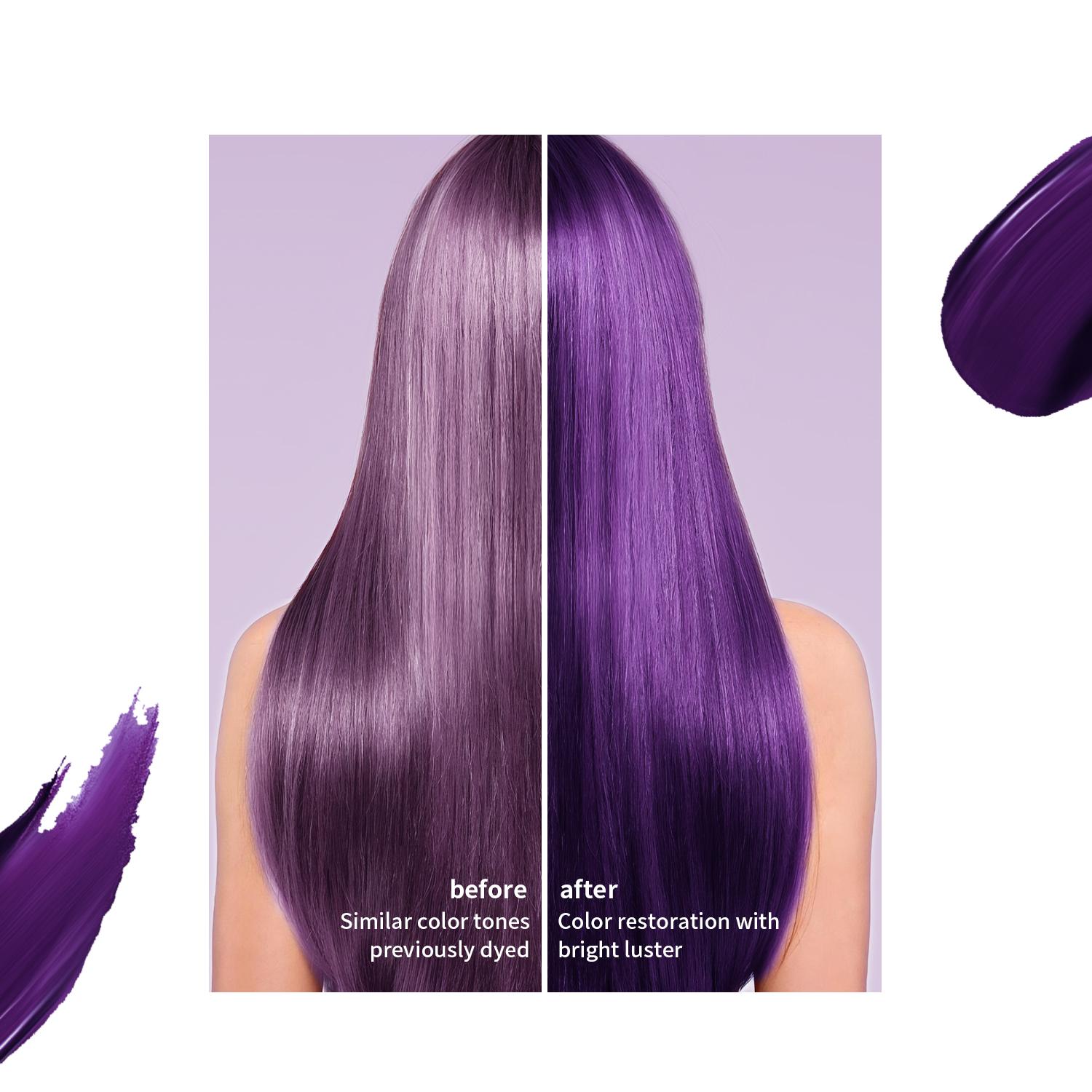 230ml, purple color-enhancing hair mask, conditioner, specially designed for dyed hair, quickly repairs faded hair, and fixes dryness, breakage and split ends caused by hair dyeing. Plant-based formula, non-irritating, suitable for all hair types