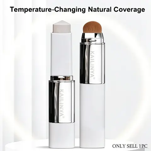 Dual-Ended Color-Changing Natural Longwear Foundation Stick, Blendable Long Lasting Buildable All Day Coverage 4-in-1 Concealer, Contour and Highlighter, Long-Lasting Flawless Finish with No Cakey Makeup