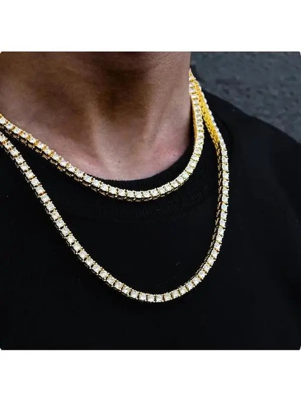 Rhinestone 4/5mm zircon tennis necklace personalized collarbone hip-hop necklace jewelry, daily wear, gifts for boyfriend and girlfriend, Christmas gifts