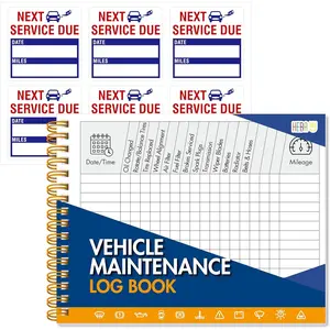 Vehicle Maintenance Log Book, 110 Car Maintenance & Expense Tracker Record Sheets Plus 36 Service Due Stickers, Car Repair & Service Record Spiral Binding Logbook (5.5” x 7.1”)
