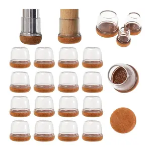 1 Inch Chair Leg Floor Protectors, Silicone Caps with Felt Pads for Hardwood Floors, Clear, Set of 4, Furniture Leg Protectors