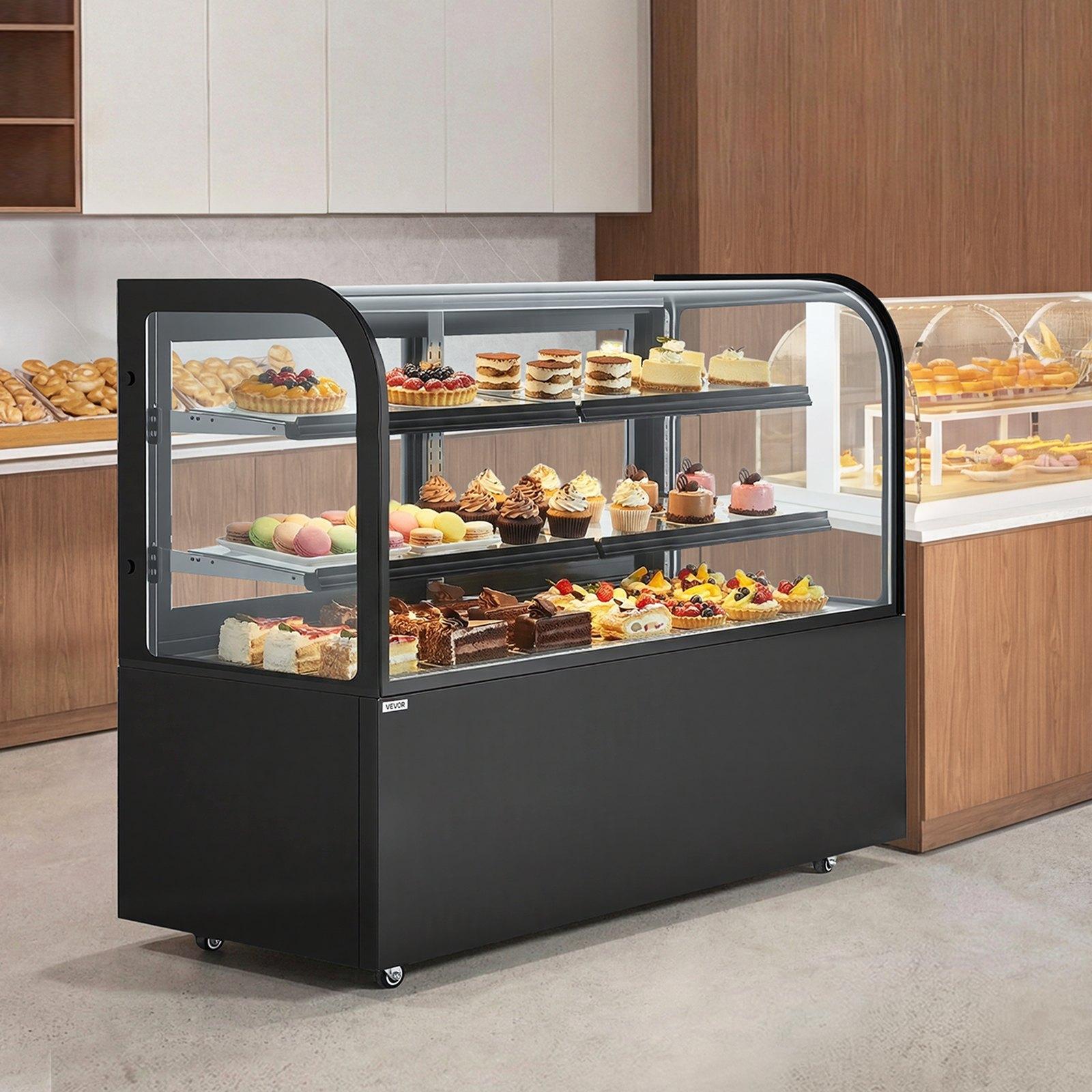 VEVOR Refrigerated Display Case, 17.6 Cu.Ft./550L Large Pastry Display Case, 2-Tier Commercial Cake Refrigerator with LED Lighting, TURBO Cooling, Frost-Free Air-Cooling, for Bakery, Dessert Shop