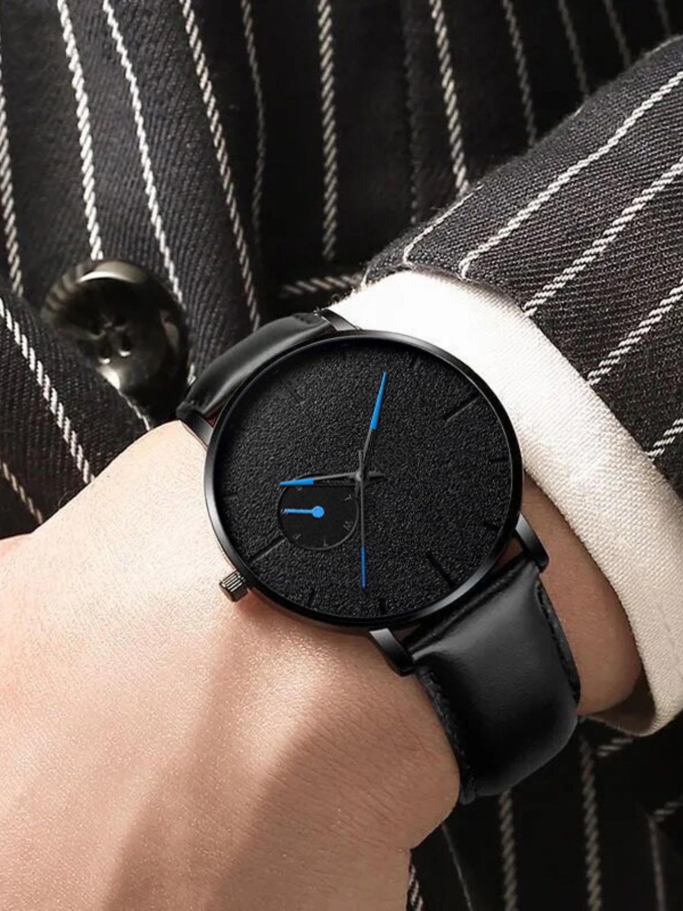 Men's Business Round Dial Analog Quartz Watch & Beaded Bracelet Set, Fashion Watch Set for Party, Daily Decor, Trendy All-match & Exquisite Watch Set for Gift