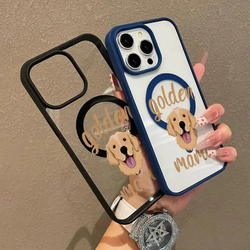 Phone Case - Golden Retriever Pattern Premium Magnetic Phone Cases for iPhone 17 E Air Pro ProMax iPhone16 15 14 Plus 13 12 11 X XS XR Shockproof Cover, Cellphone Protective Magnetic Aesthetic Resistance Casing