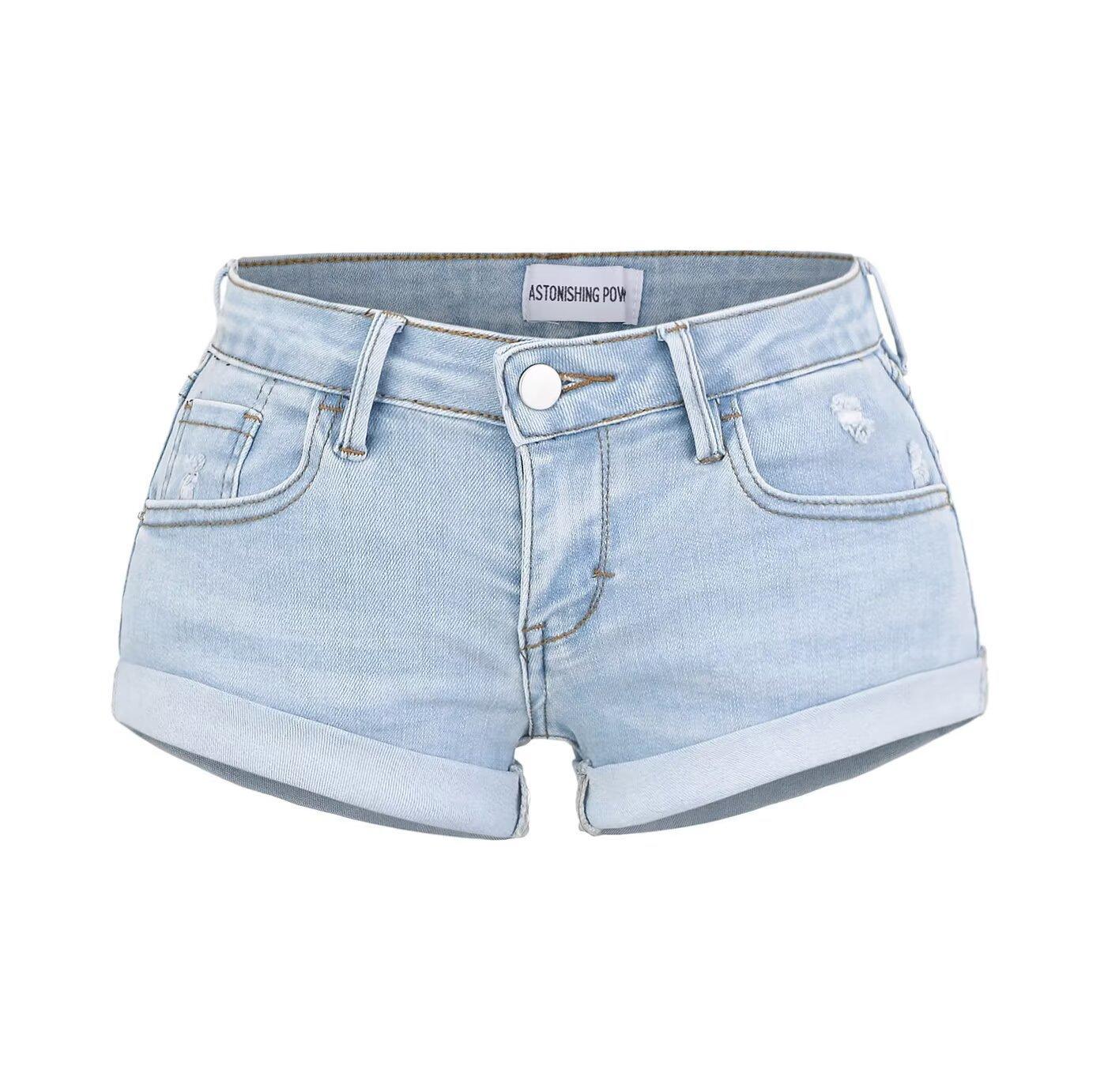 Trendy Low-Waist Denim Shorts for Women, Ultra Short Pants, Summer Beach Shorts, Slimming Effect Womenswear Bottom