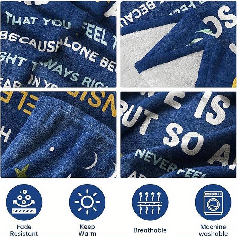 To My Son Inspirational Flannel Blanket Blue Celestial Design Cozy Reversible Soft Warm Comfort 100% Polyester Perfect Gift from Mom Dad Multiple All Seasons To My Son Inspirational Flannel Blanket Blue Celestial Design Cozy Reversible Soft Warm Comfort 100% Polyester Perfect Gift from Mom Dad Multiple All Seasons