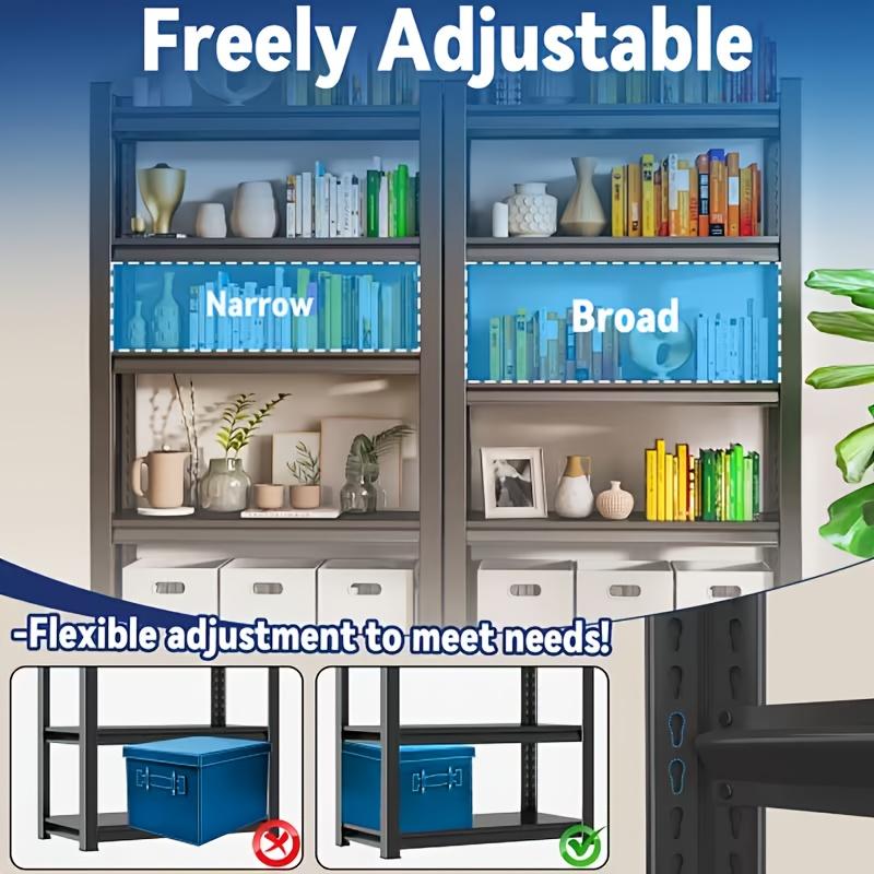6-Tier Display Stand |   Multi-Functional Steel Bookcase, 2000 lbs Capacity, Adjustable Shelf Spacing, All-Metal Construction, Ideal for Displaying Glassware, Sculptures, Toys, or Books, Freestanding, Painted End, Assembled