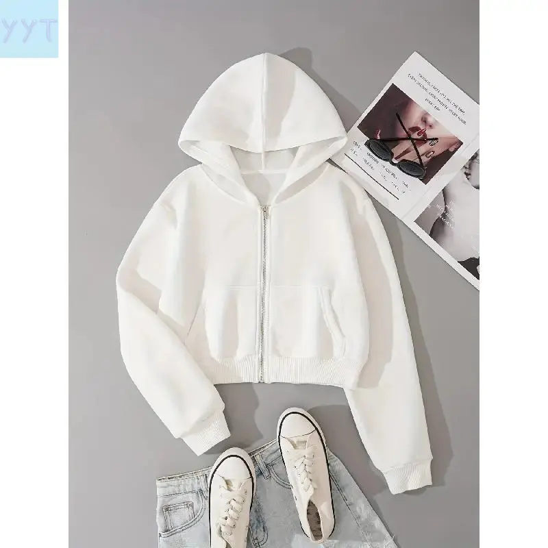 YYT1 NewZip-up Cropped Hoodie, Long Sleeve and Sweater, Women's Clothing used with raincoat