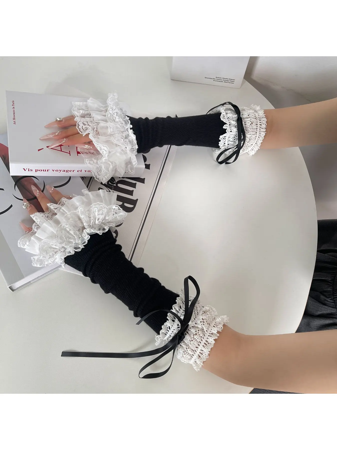 French lace lace up lace decorative gloves, sweet and cool style, dress atmosphere, versatile sleeves