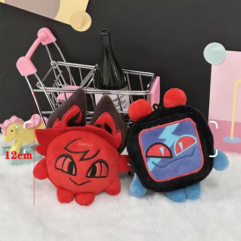 Super Cute 12cm Lovely Anime Animation Hazbin Hotel Plush Toy Funny 3V Vox Red Alastor Character Figure Peripherals Plushie Doll