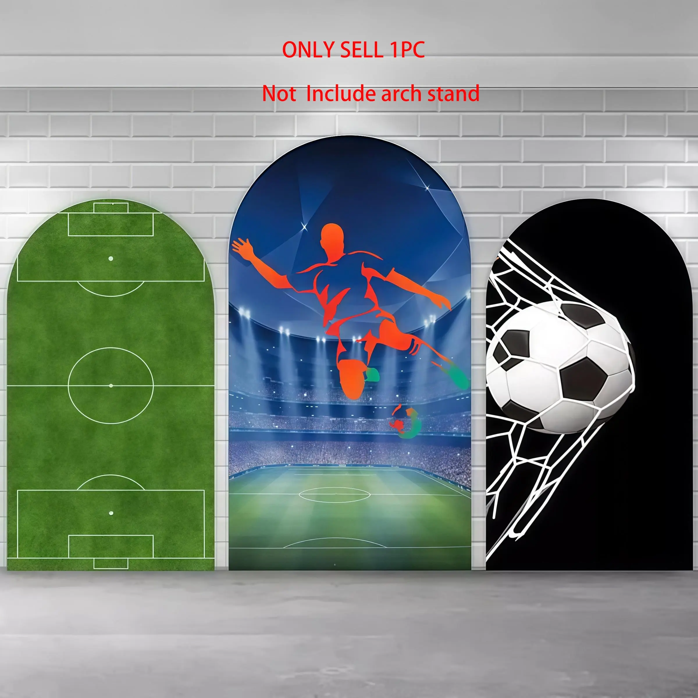 Soccer Stadium Player Chiara Arch Covers Stretchy Reusable Polyester Backdrop – Football Field & Goal Design, Perfect for Boys’ Birthday & Sports Theme Party Photo Backdrop, Birthday Party Decorations