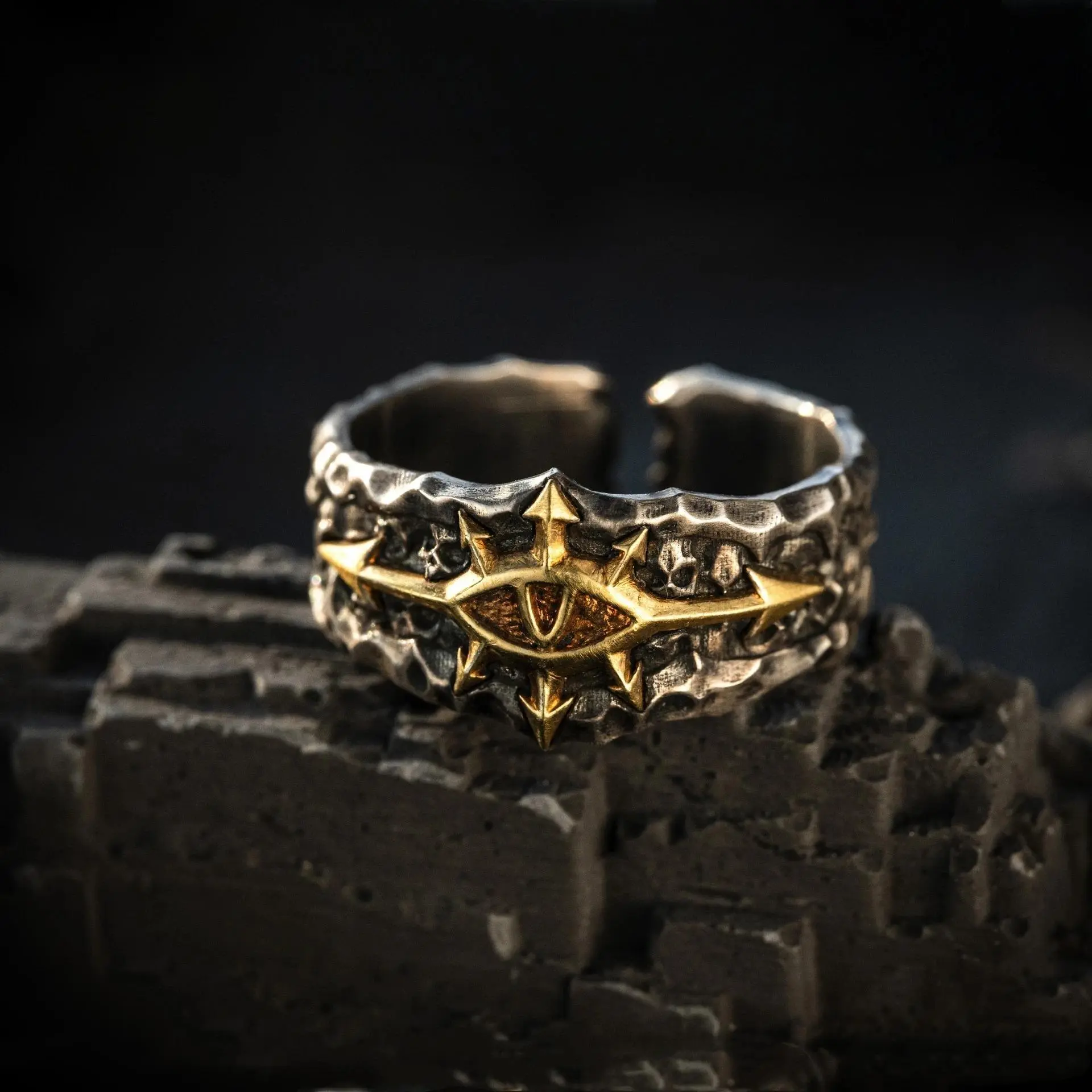Retro The 13th Black Crusade Adjustable Open Ring For Men Punk Gothic Edgy Copper Jewelry Warhammer 40K Accessories Gift for Him