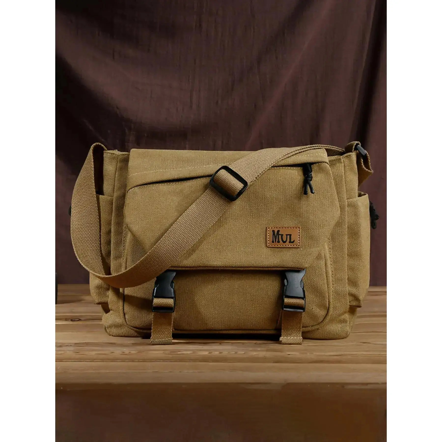 Men's Casual Plain Crossbody Bag, Fashionable Canvas Shoulder Bag for Work & School & Travel, Multi-pocket Design Crossbody Bag for Daily Use