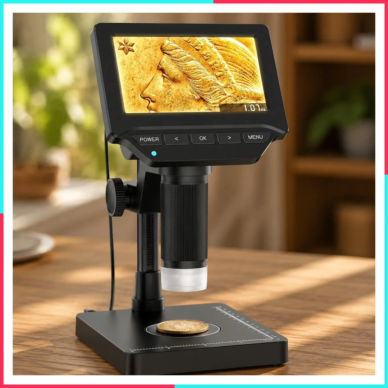4.3" Digital Coin Microscope with Screen, Error Coin Magnifier with Lights, Weighing Scale for Collectors, Jeweler, Students, Compatible with Windows/Mac