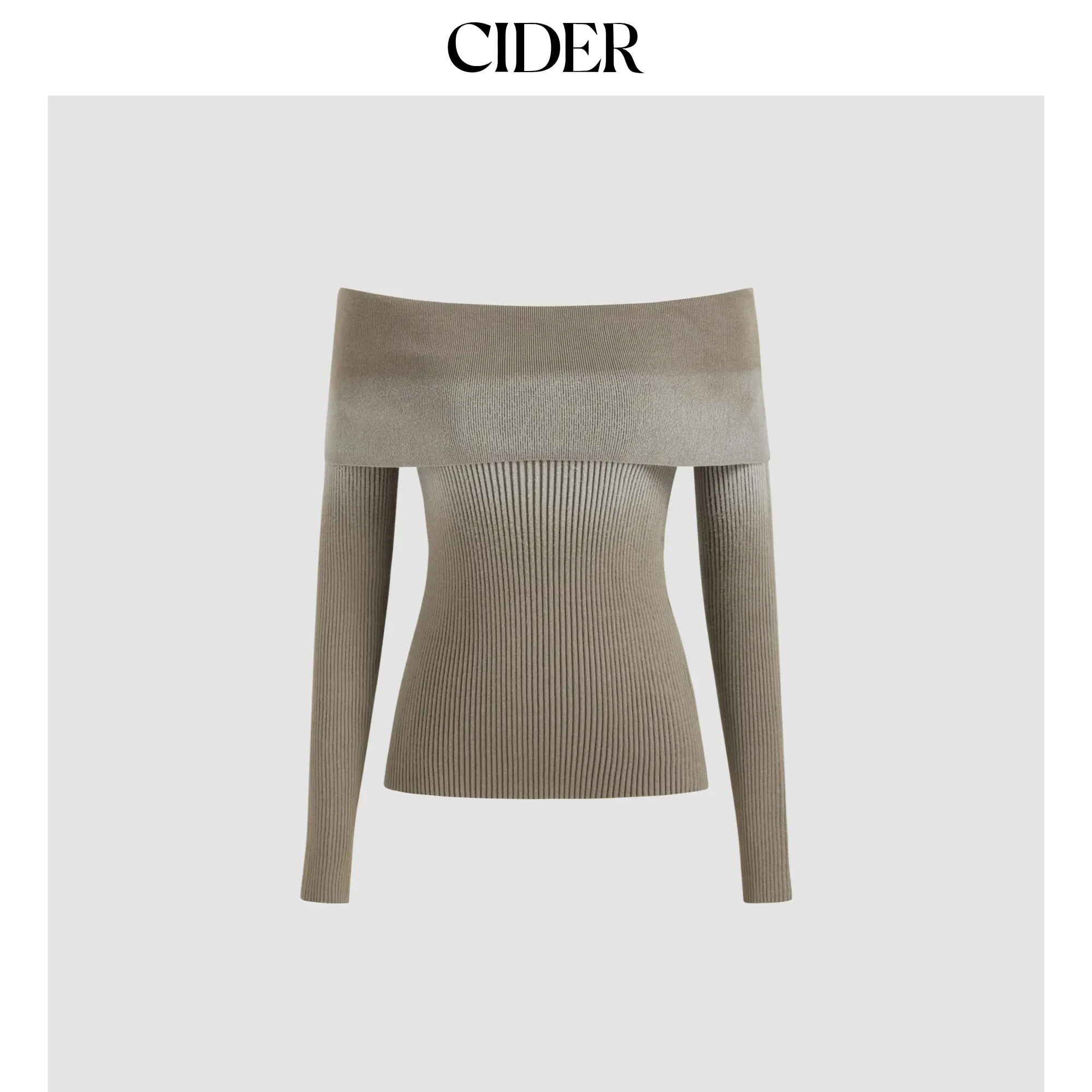 Cider [size 2-10] Knit Off-shoulder Gradient Long Sleeve Top