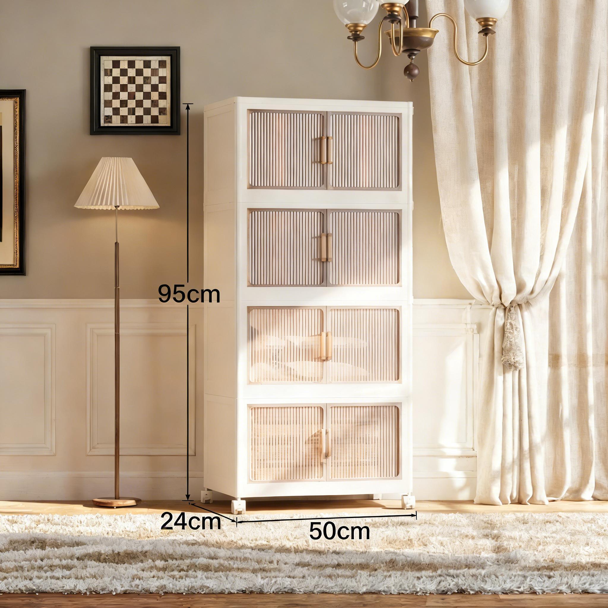 Wheeled 5 Tier Stackable Storage Boxes, Foldable Collapsible Plastic Bins for Home Office & Kitchen