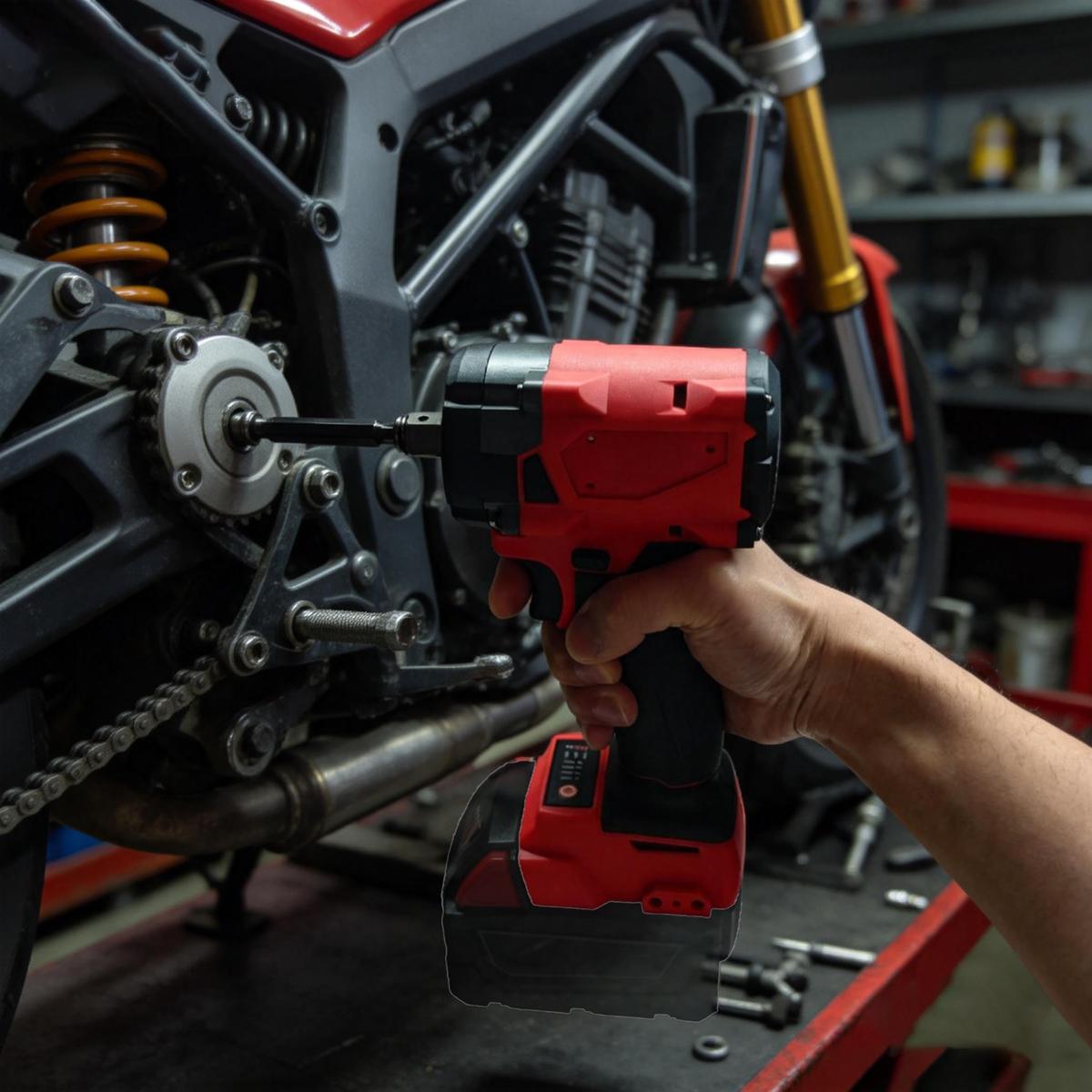 High-torque brushless impact wrench 1/2" drive cordless electric screwdriver with 4-speed adjustment, suitable for 18V batteries (battery not included).Suitable for automotive repair, construction, DIY, furniture repair, and industrial use power tools