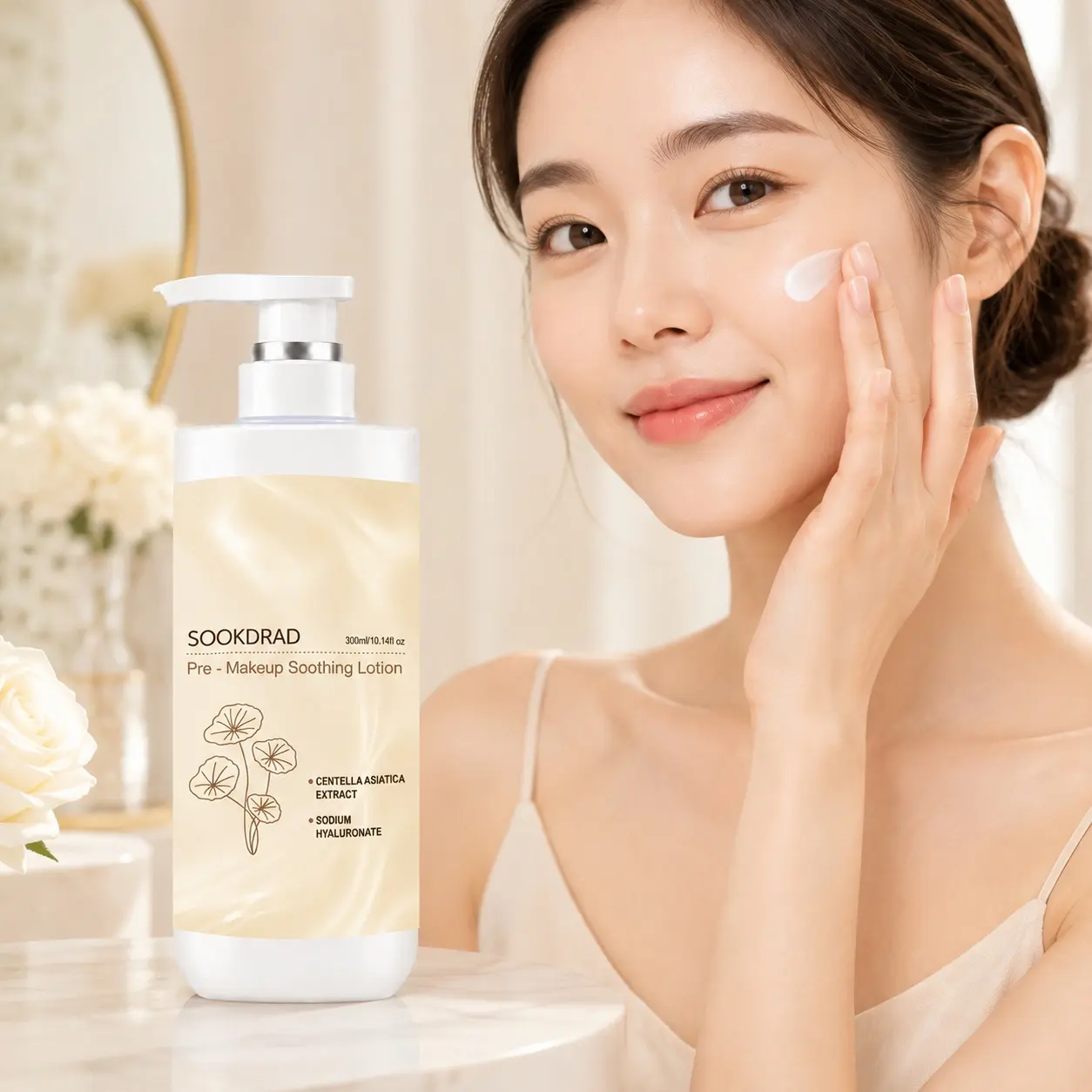 Pre-Makeup Soothing Lotion, Centella Asiatica Extract, Sodium Hyaluronate, Soothing, Face, All Skin Types, Pre-Makeup Skincare, 300ml/10.14fl oz
