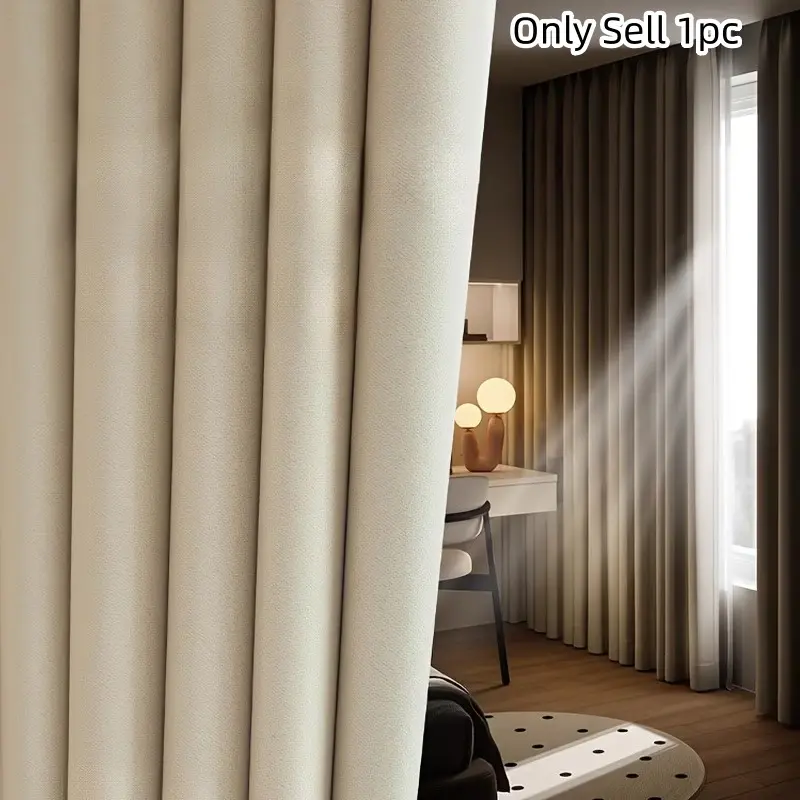 1pc Elegant French Style Drapes, High Precision Solid Color Blackout Curtains, Perfect for Living Room Bedroom Floor-To-Ceiling Windows